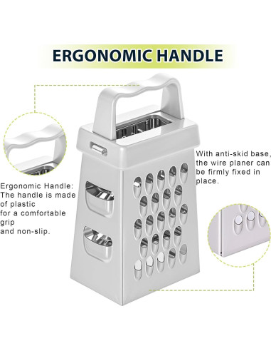 Mini Rallador de Queso COMNICO 3Pcs Acero Inoxidable Ergonómico