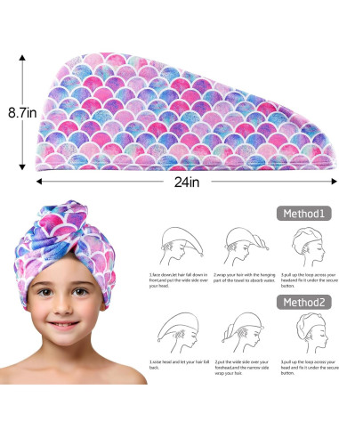 Toalla de Microfibra para Cabello MADHOLLY Sirena 2Pack