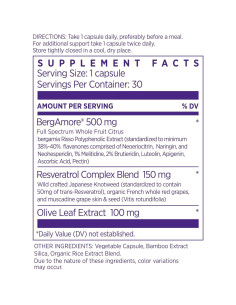 Suplemento de Bergamota Cítrica NAOMI 500mg + Resveratrol 30 Cápsulas 2