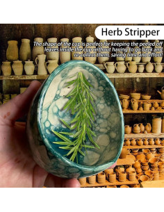 Tazón Deshojador de Hierbas Cerámica TFYYDS Azul 2 Piezas 2