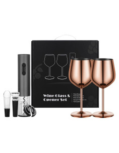 Abridor de Vino Eléctrico MegaTrend Rosa Oro 6 Piezas