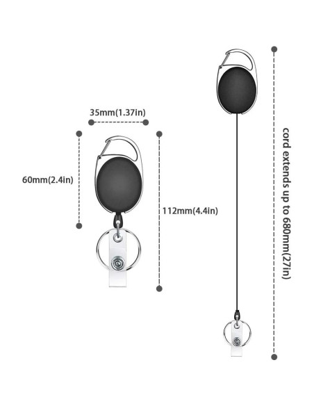 14 Portatarjetas Retráctiles Viaky con Clips y Cuerda 60cm