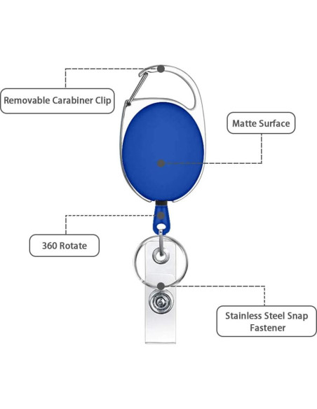 14 Portatarjetas Retráctiles Viaky con Clips y Cuerda 60cm