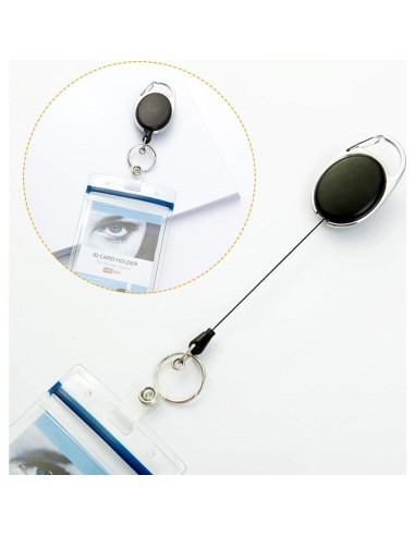 14 Portatarjetas Retráctiles Viaky con Clips y Cuerda 60cm