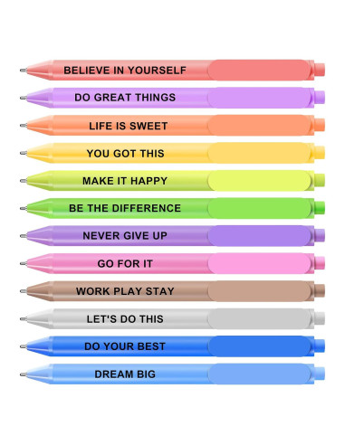 Juego de 12 Bolígrafos Punta Fina WY WENYUAN Tinta Negra 0.7mm