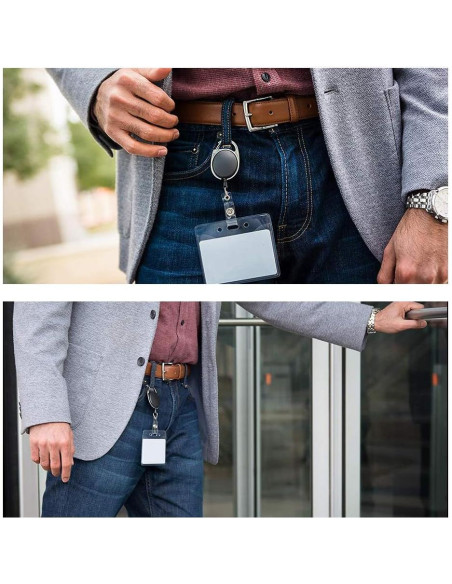 14 Portatarjetas Retráctiles Viaky con Clips y Cuerda 60cm