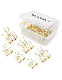 20 Clips de Papel Dorados DEEDYGO de Acero Inoxidable