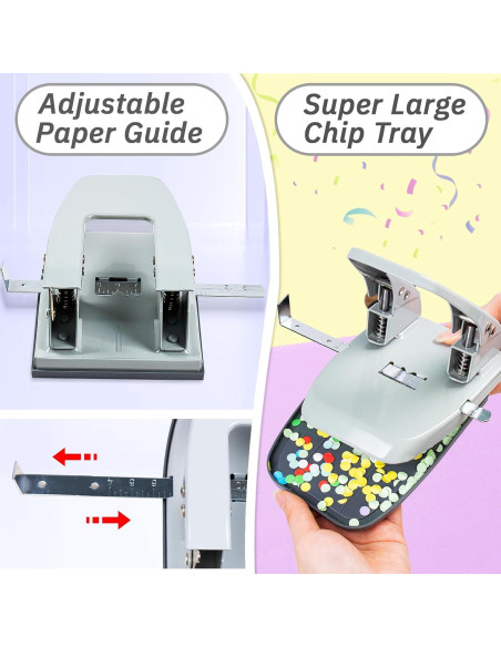 Perforadora de 2 agujeros HKKYO metálica para 30 hojas Perforadora de 2 agujeros HKKYO metálica para 30 hojas