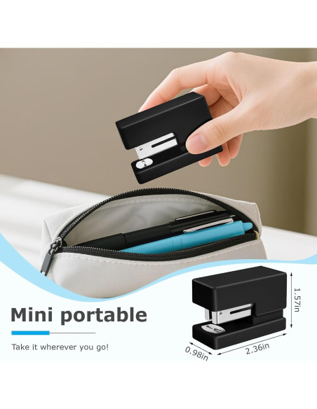Mini Grapadora Yzkula Negra - Capacidad 25 Hojas, 830 Grapas