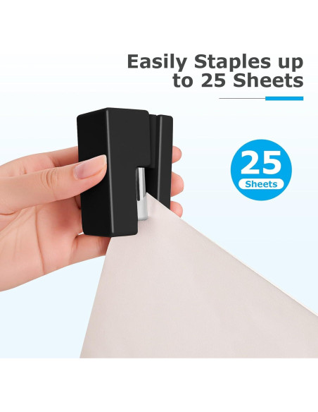 Mini Grapadora Yzkula Negra - Capacidad 25 Hojas, 830 Grapas