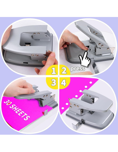 Perforadora de 2 agujeros HKKYO metálica para 30 hojas