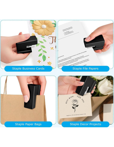 Mini Grapadora Yzkula Negra - Capacidad 25 Hojas, 830 Grapas