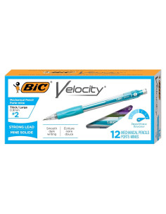 Lápices Mecánicos BIC Velocity 0.9mm Coloridos con Borradores - Paquete de 12