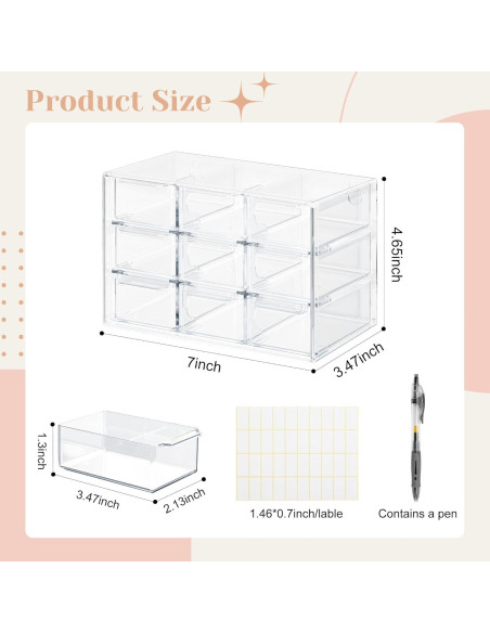 Organizador de Cajones FEXIA 9 Compartimentos Plástico Transparente