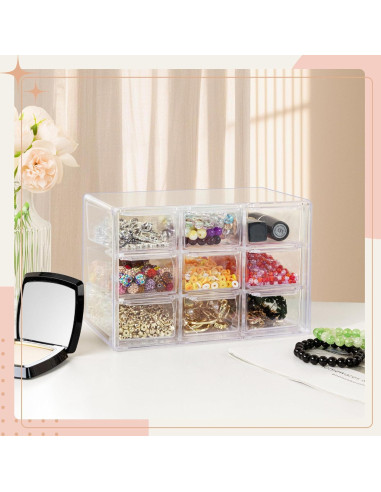 Organizador de Cajones FEXIA 9 Compartimentos Plástico Transparente