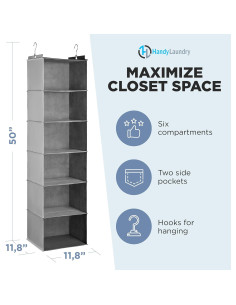 Organizador de Closet Colgante Handy Laundry 6 Estantes Gris 2