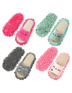 Zapatillas de Mopa Lavables Wesiti 4 Pares Microfibra Medianas