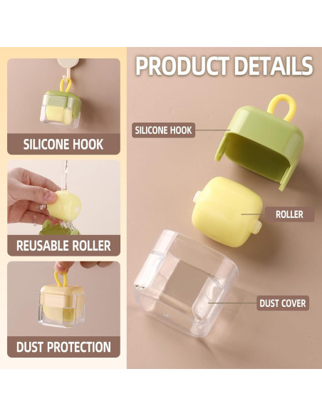 Set de 2 Rodillos Quitapelusas Lavables PUOPOSTY - Beige y Verde