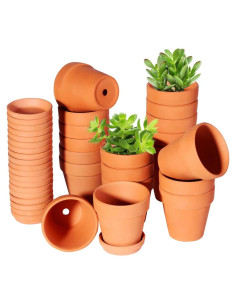 Macetas de Terracota TKSCUSR 7.95 cm con Plato - Paquete de 20