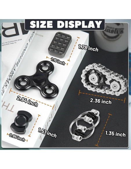 5 Juguetes Antiestrés Metálicos Chilvil para Adultos y Adolescentes