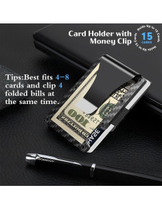 Billetera de fibra de carbono Sininwei con bloqueo RFID 1.19 cm 2