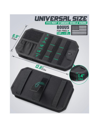 Organizador de Visera Táctico LIVANS Molle Negro 32.5x17.5cm