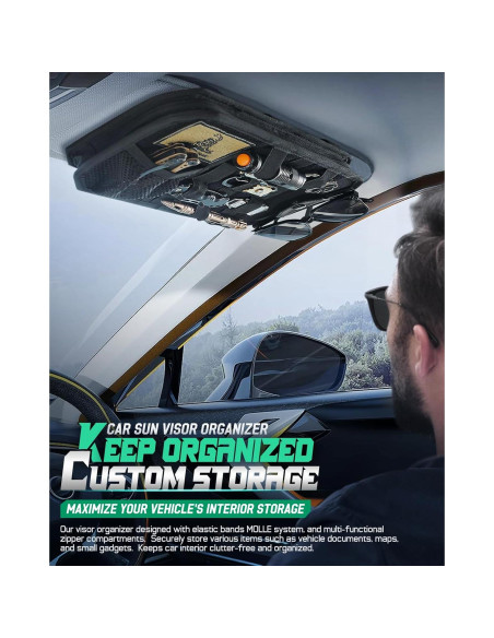 Organizador de Visera Táctico LIVANS Molle Negro 32.5x17.5cm