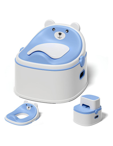 Inodoro de Entrenamiento 3 en 1 para Niños Azul - Antideslizante