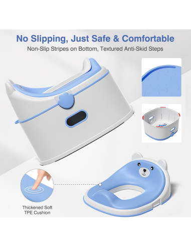 Inodoro de Entrenamiento 3 en 1 para Niños Azul - Antideslizante