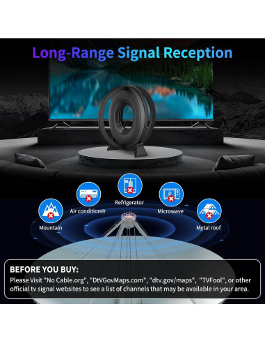 Antena de TV Digital Interior Fuioopasz AN-4006 4K 360