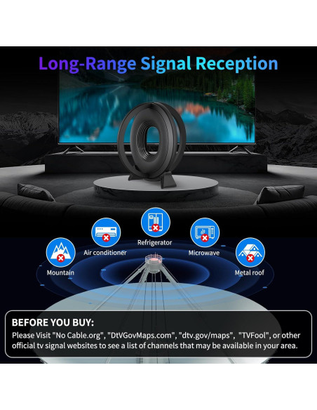 Antena de TV Digital Interior Fuioopasz AN-4006 4K 360