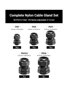 VCELINK Kit de 50 Conectores de Cable IP68 Nylon Negro 2