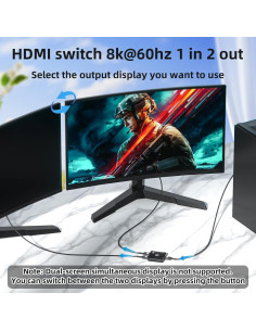 Interruptor HDMI 2 en 1 ArbaroClara 8K 60Hz 48Gbps Táctil 2