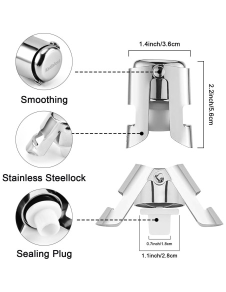Juego de 3 Tapones de Champán Reutilizables Kedixiest