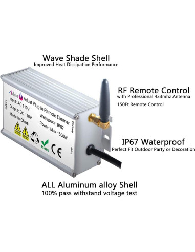 Atenuador Inalámbrico Exterior Adust 1500W IP67 con Control Remoto