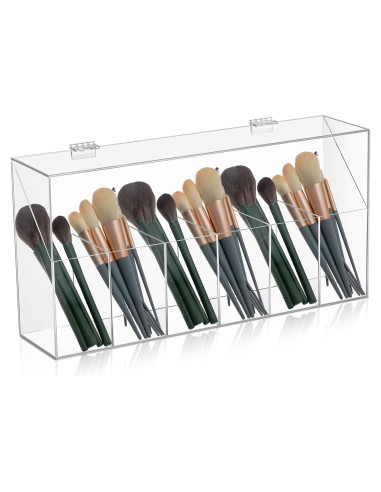 Organizador de Brochas de Maquillaje Acrílico Threehoney 6-Bolsillos