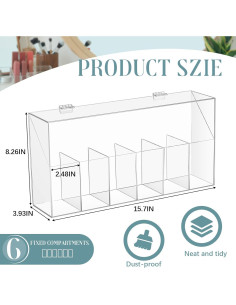 Organizador de Brochas de Maquillaje Acrílico Threehoney 6-Bolsillos 2