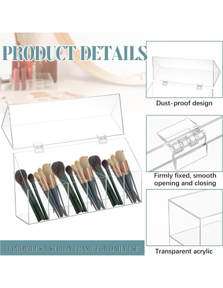 Organizador de Brochas de Maquillaje Acrílico Threehoney 6-Bolsillos Organizador de Brochas de Maquillaje Acrílico Threehoney 6-Bolsillos
