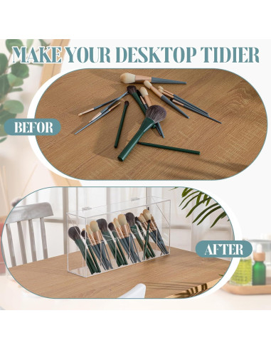 Organizador de Brochas de Maquillaje Acrílico Threehoney 6-Bolsillos