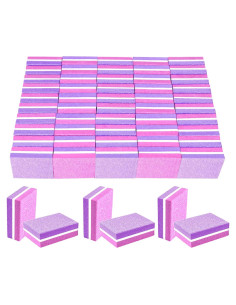 50 Esponjas Pulidoras de Uñas TKYZMS 100/180 Grit Rosa-Púrpura