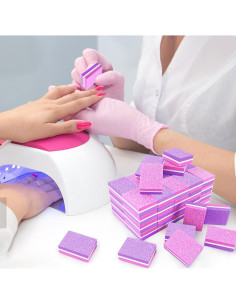 50 Esponjas Pulidoras de Uñas TKYZMS 100/180 Grit Rosa-Púrpura 2