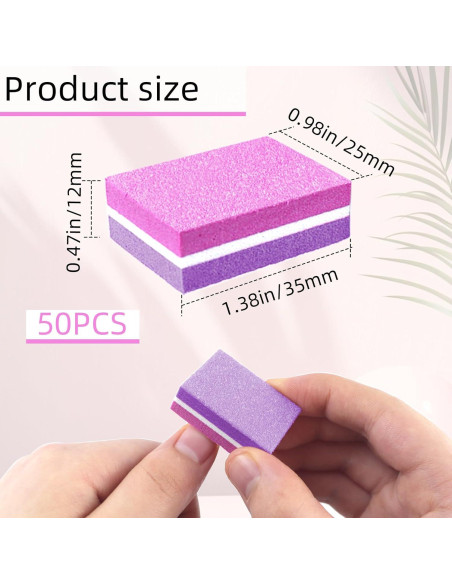 50 Esponjas Pulidoras de Uñas TKYZMS 100/180 Grit Rosa-Púrpura