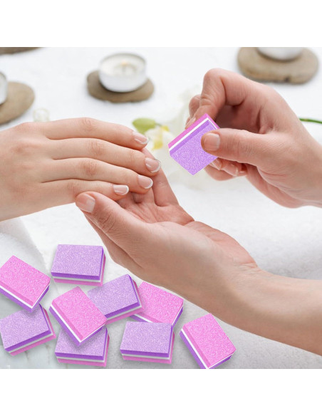 50 Esponjas Pulidoras de Uñas TKYZMS 100/180 Grit Rosa-Púrpura