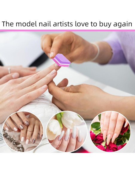 50 Esponjas Pulidoras de Uñas TKYZMS 100/180 Grit Rosa-Púrpura