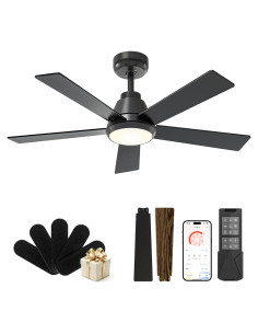 Ventilador de Techo CubiCubi 106.68 cm Negro con Luz y Control Remoto