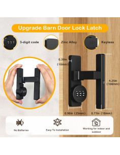 Cerradura de Puerta de Establo MSR605 Sin Llave 3 Dígitos Negra 2