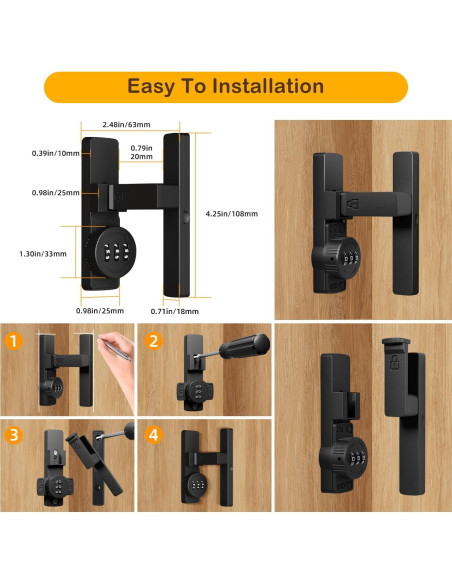 Cerradura de Puerta de Establo MSR605 Sin Llave 3 Dígitos Negra Cerradura de Puerta de Establo MSR605 Sin Llave 3 Dígitos Negra