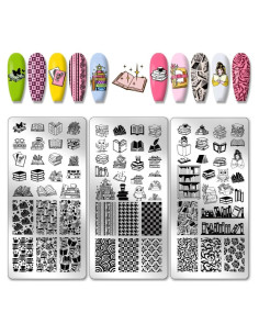 Placas de Estampado de Uñas PH PandaHall 3pcs 12x6 cm