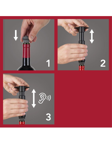 Vacu Vin Conservador de Vino al Vacío con 4 Tapones - Negro