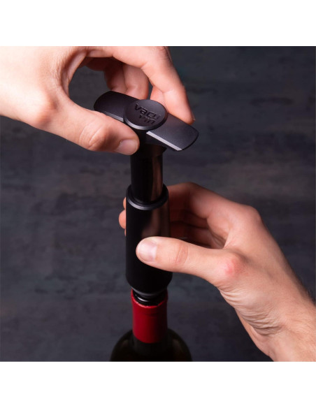 Vacu Vin Conservador de Vino al Vacío con 4 Tapones - Negro